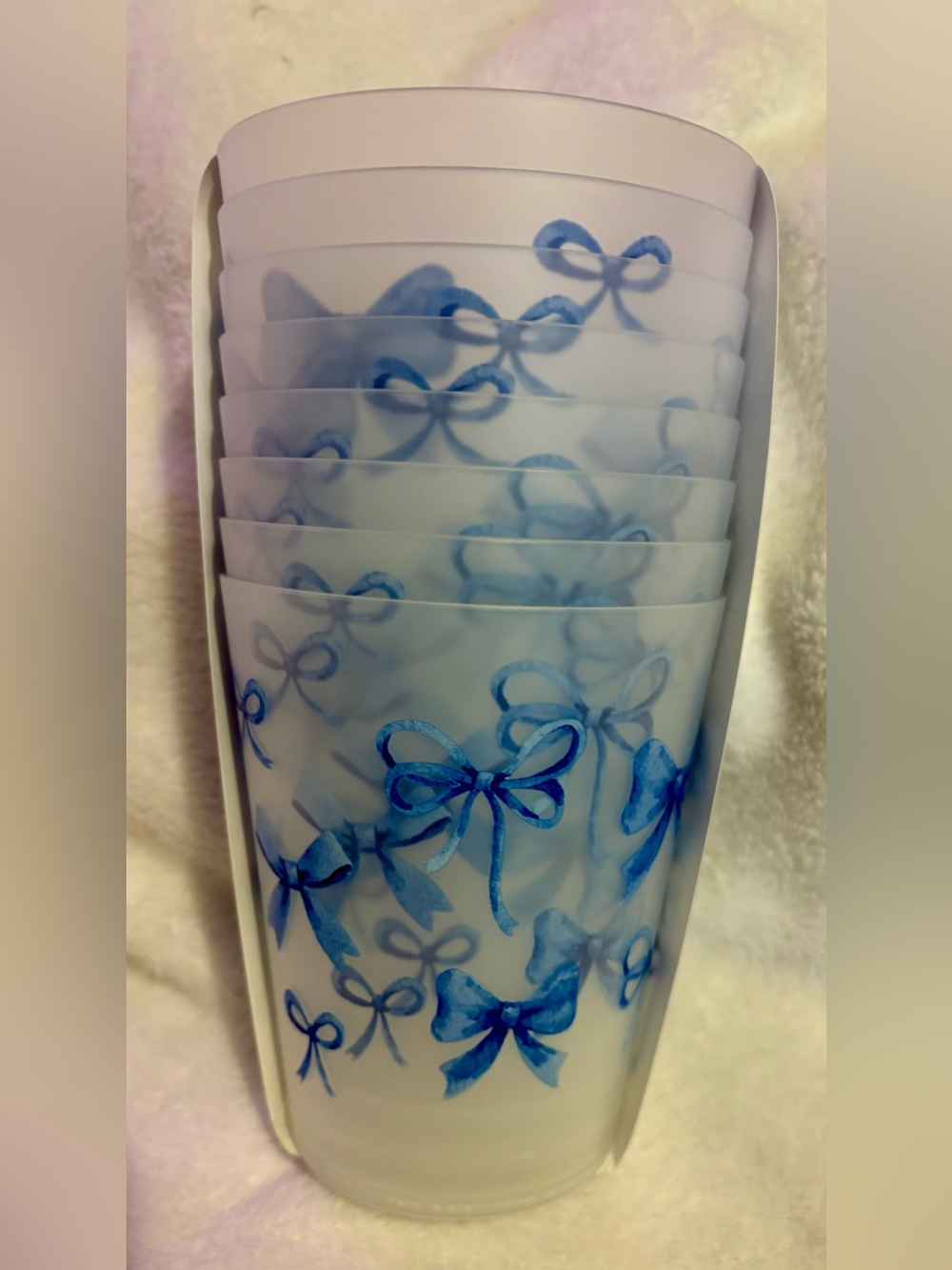 Bella Luxx Blue Bow Decorative Set of 8 Cup Set - Picture 2 of 2